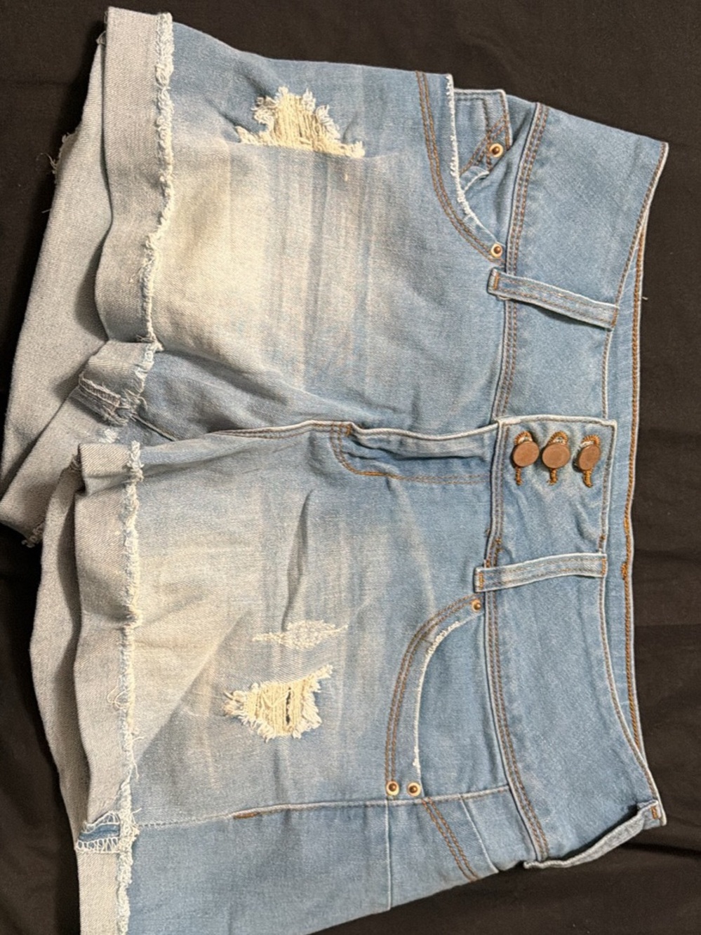 Fashion Nova Light Wash Distressed High-Rise Denim Shorts